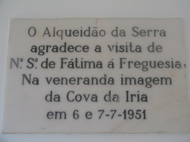Placa Comemorativa da Visita da Imagem qque se venera na Capelinha