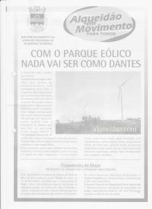 Boletim Informativo da Junta de Freguesia de Alqueidão da Serra na altura da entrada em funcionamento do Parque Eolico do Chão Falcão.